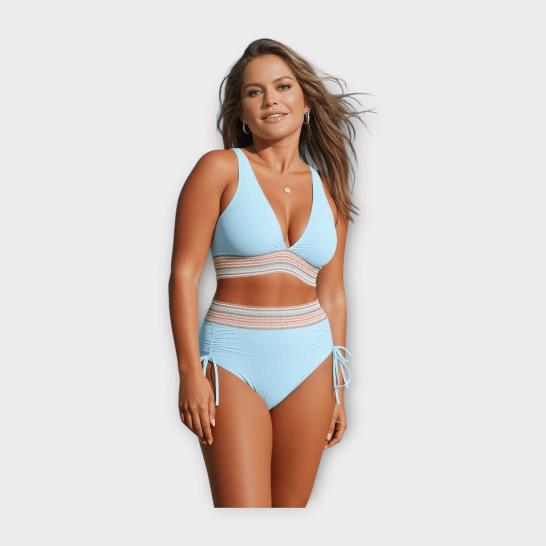 Bikini with Knitted Detail and High-Waisted Brief