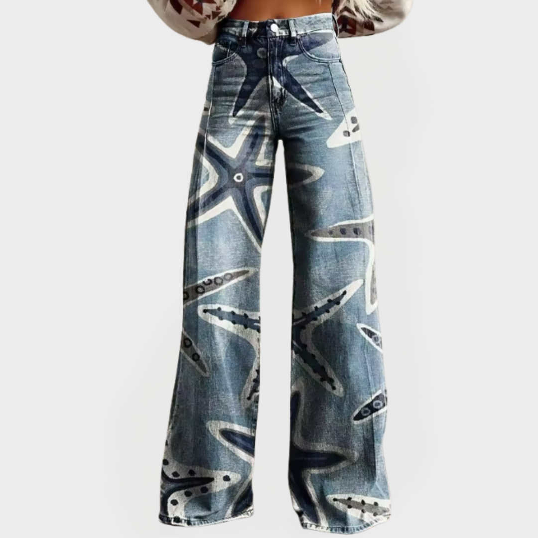 Jean with Artistic Starfish Design