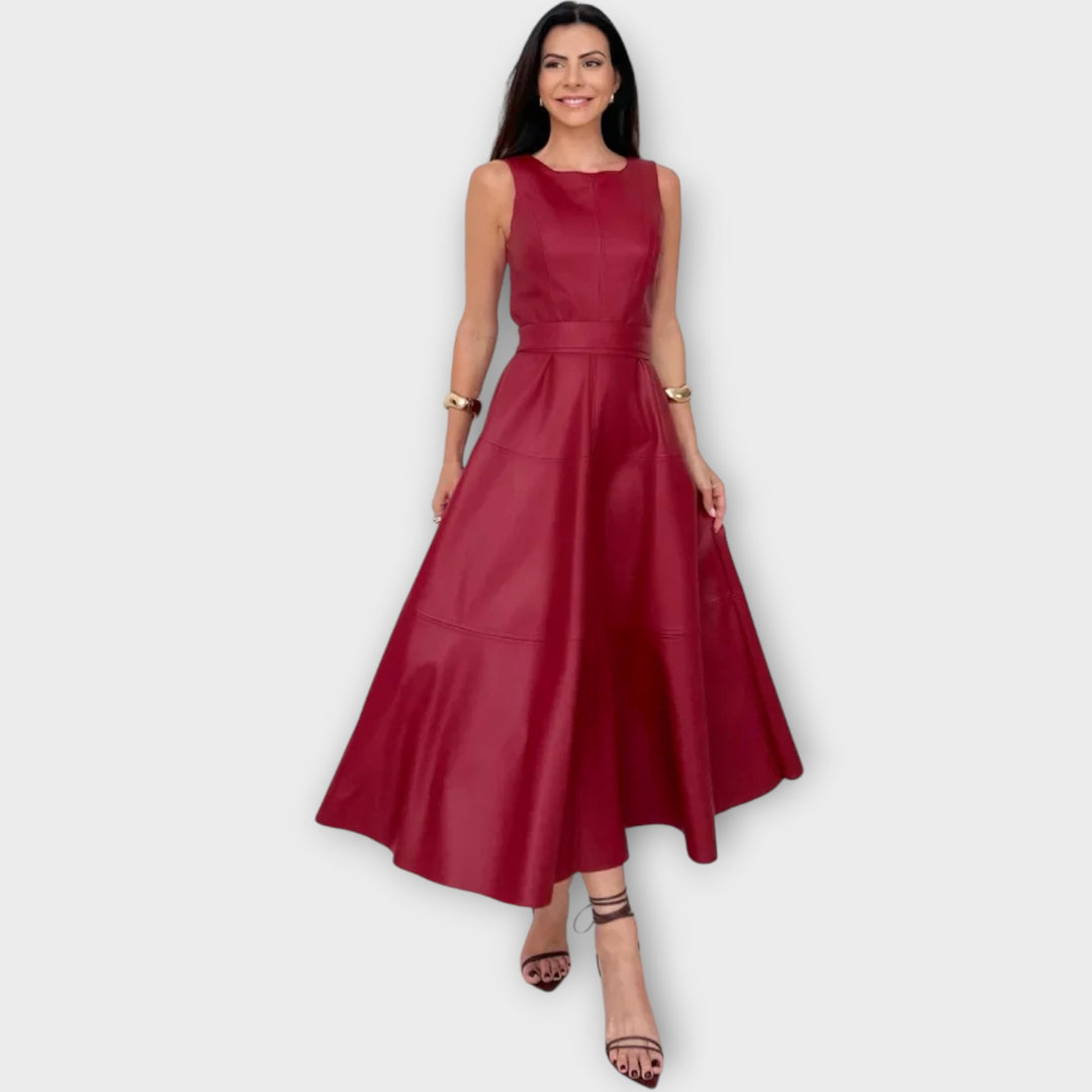 Midi Dress in Faux Leather