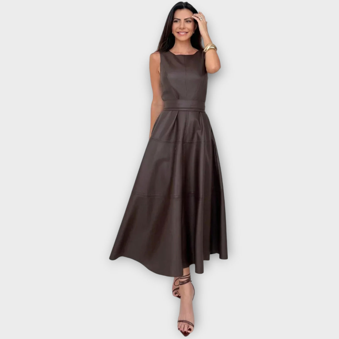 Midi Dress in Faux Leather