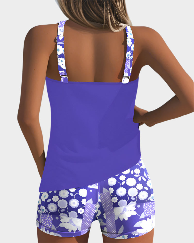 Comfortable Two-Piece Swimsuit with Floral Pattern