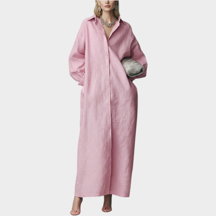 Button‑Down Maxi Shirt Dress
