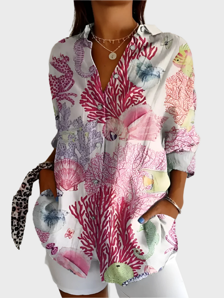 Cotton Blouse with Floral Design