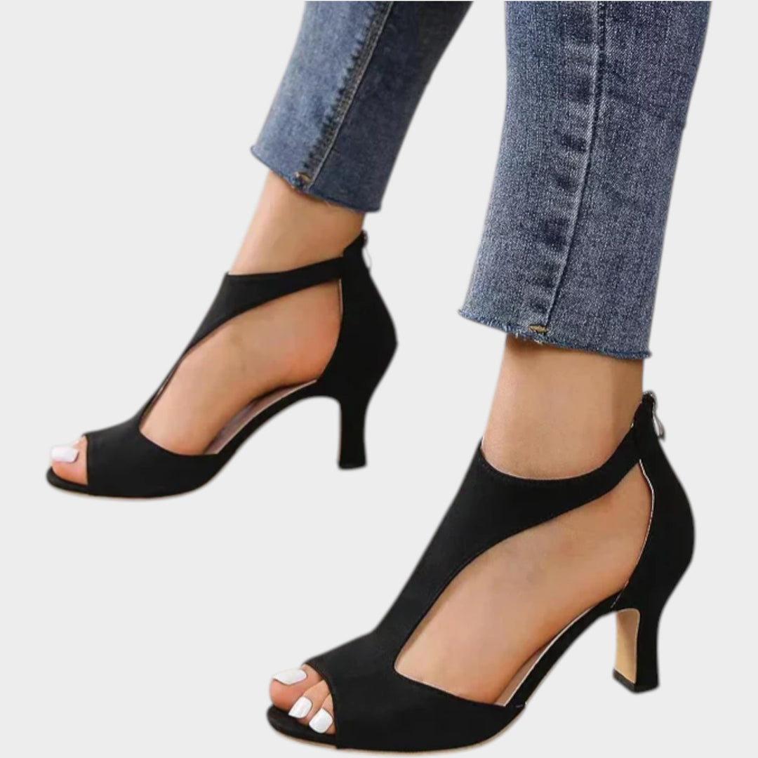 Elegant Open-Toe Cutout Heels