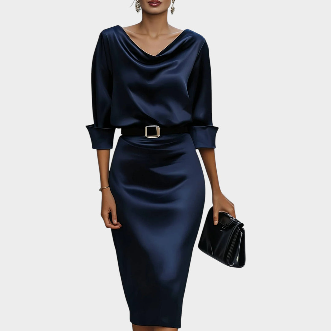 Luxe Satin Belted Midi Dress