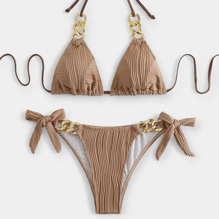 Striped Bikini Set with Ruffles