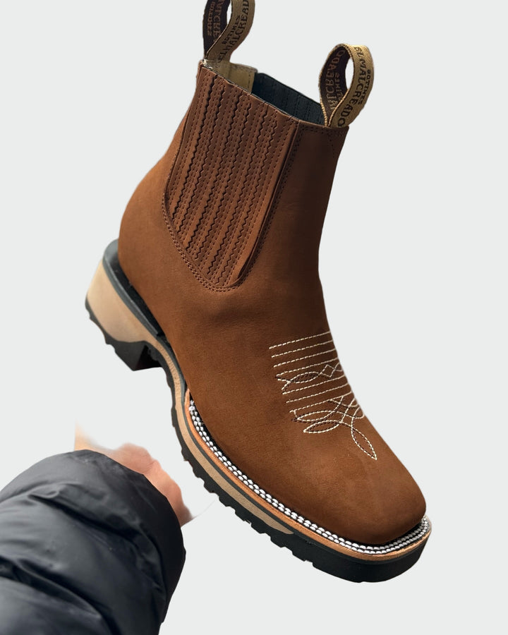 Leather Cowboy Ankle Boots
