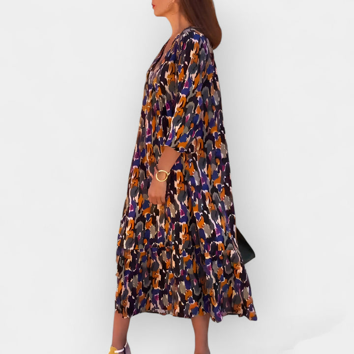 V-Neck Dress with Retro Design