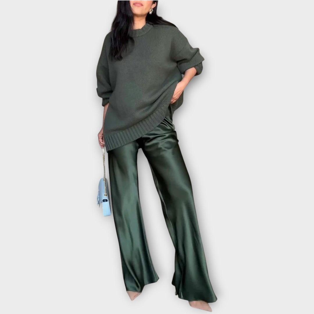 Relaxed Luxe Knit Satin Set