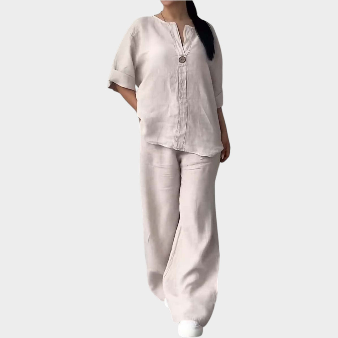 Relaxed Linen-Style Two-Piece Set