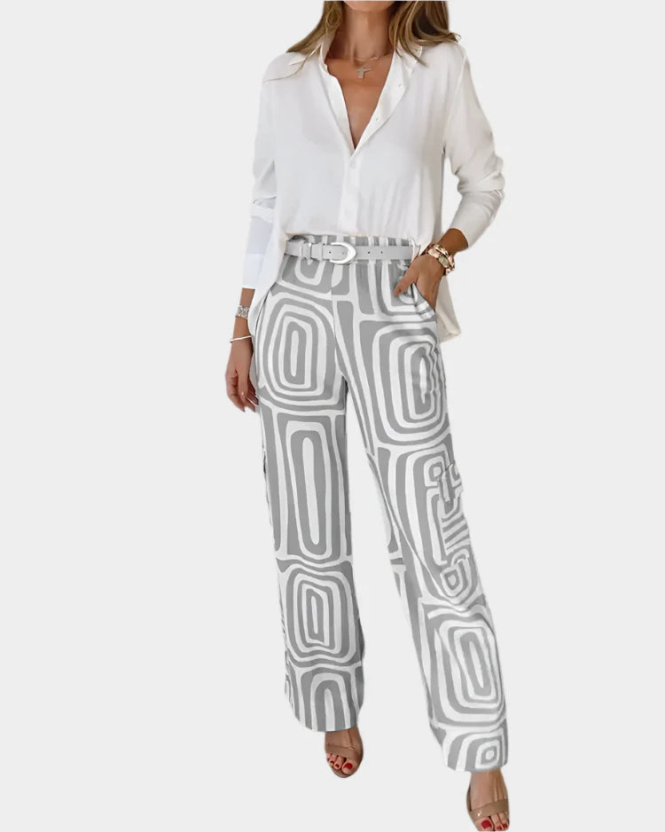 Wide-Leg Trouser & Blouse Set