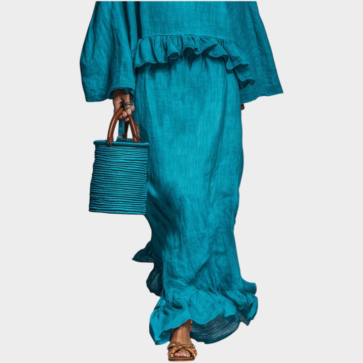 Ruffled Top and Maxi Skirt Set