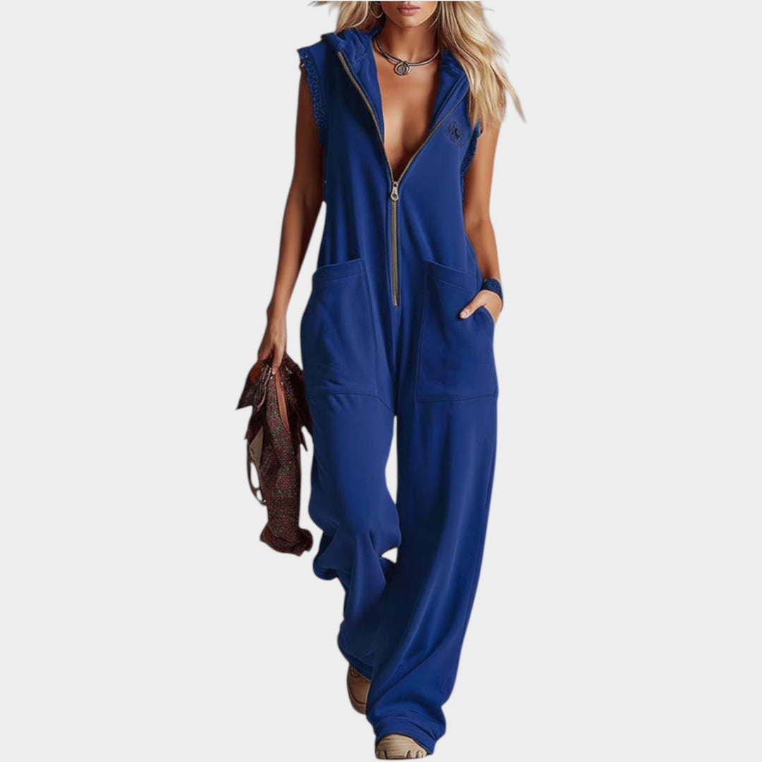 Casual Zip-Up Hooded Jumpsuit
