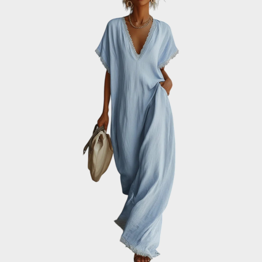 Deep V-Neck Maxi Dress