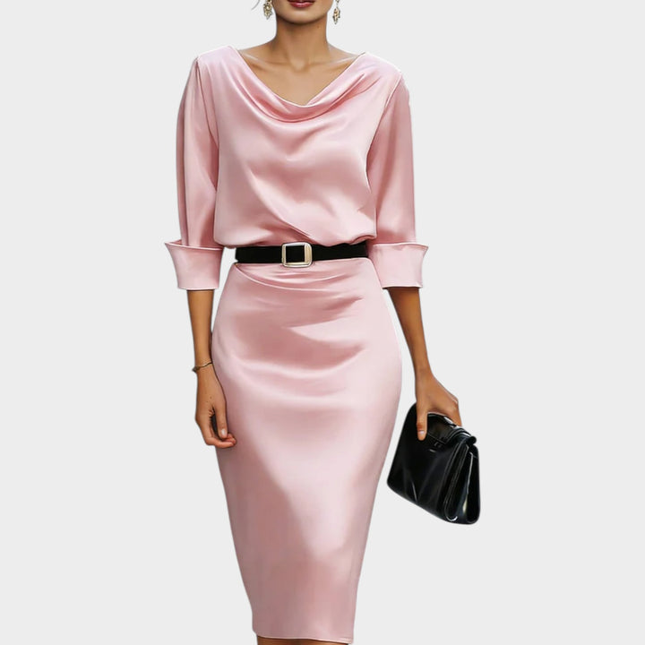 Luxe Satin Belted Midi Dress