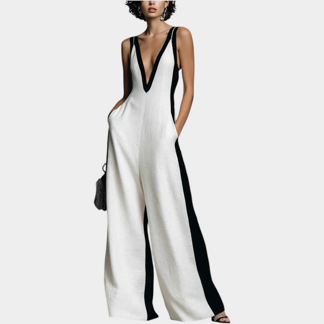 Elegant Deep V Sleeveless Jumpsuit