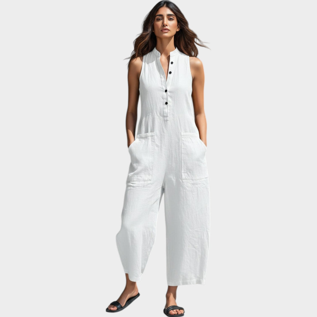 Sleeveless Button‑Front Jumpsuit