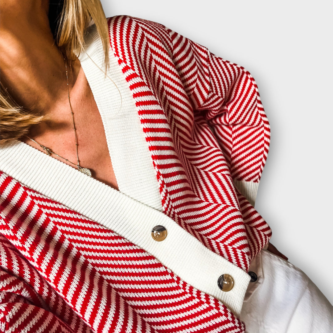 Chevron Knit Button Cardigan