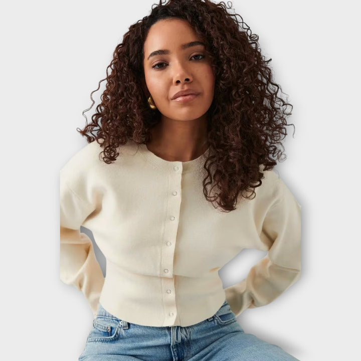 Modern Cropped Cardigan with Button Detail