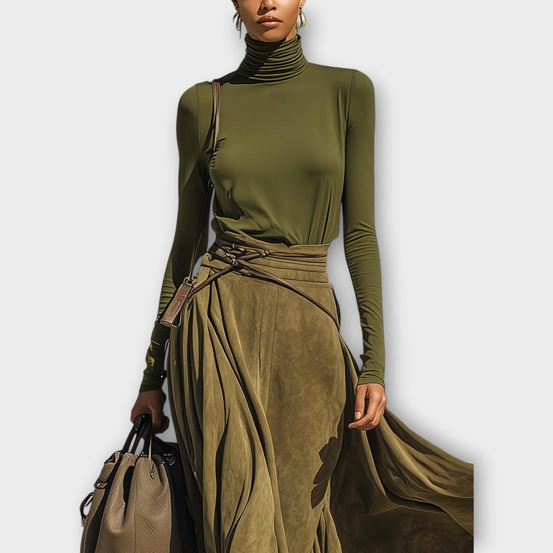 Luxe Olive Windflow Skirt Set