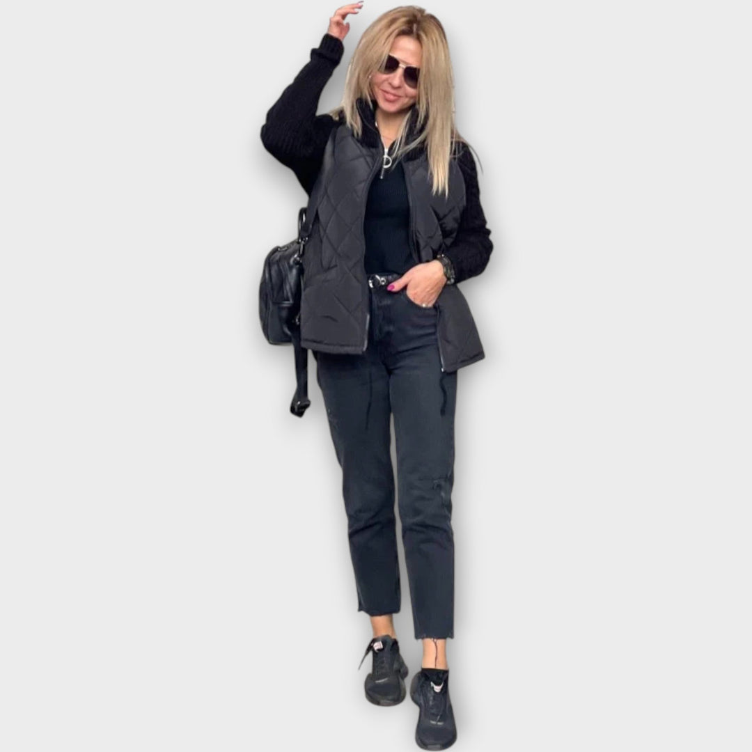 Jacket with Knitted Details and Modern Fit