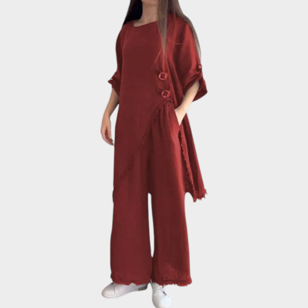 Asymmetric Linen Two-Piece Set