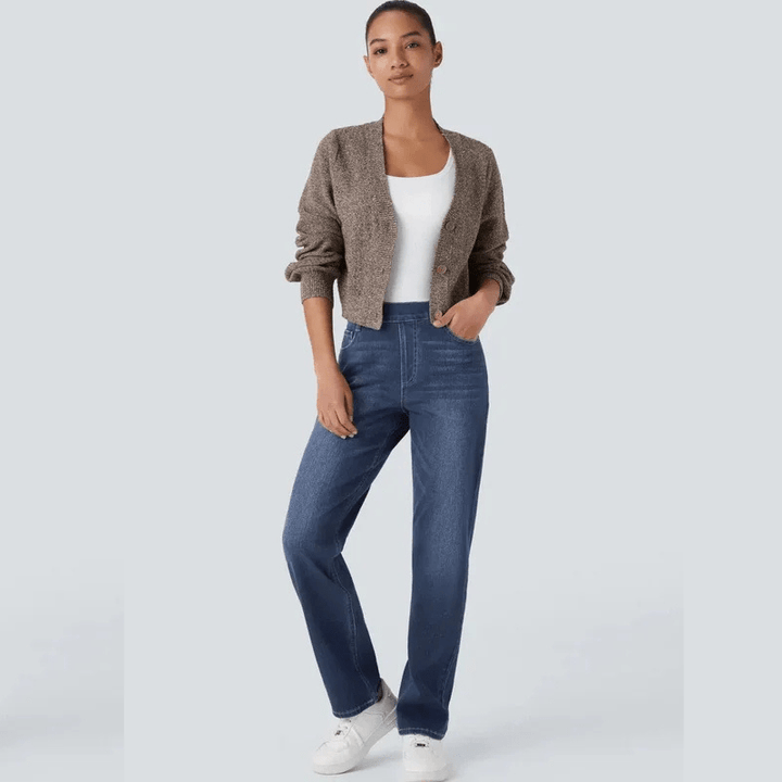 Elastic and Comfortable High-Waisted Trousers