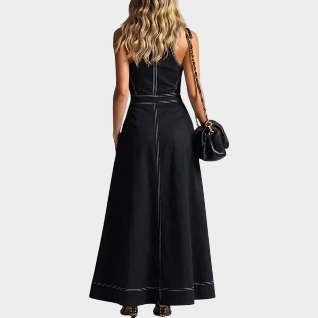 Sleeveless Zip-Front Maxi Dress