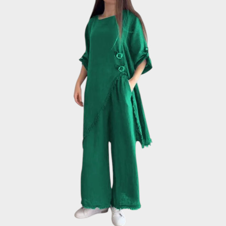 Asymmetric Linen Two-Piece Set