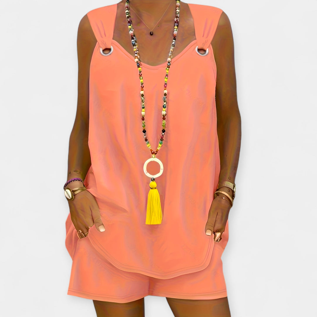 Sleeveless Blouse Set with Shorts