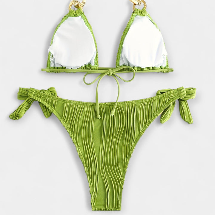 Striped Bikini Set with Ruffles