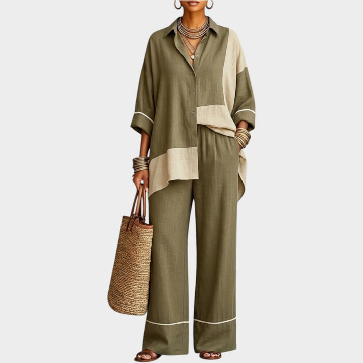 Color Block Relaxed Fit Two-Piece Set