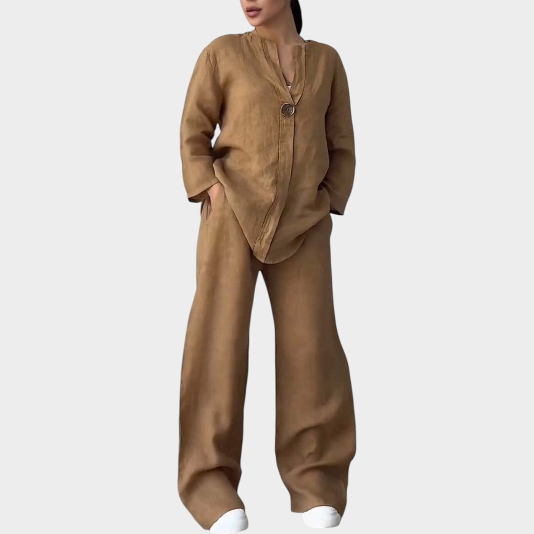 Relaxed Linen-Style Two-Piece Set