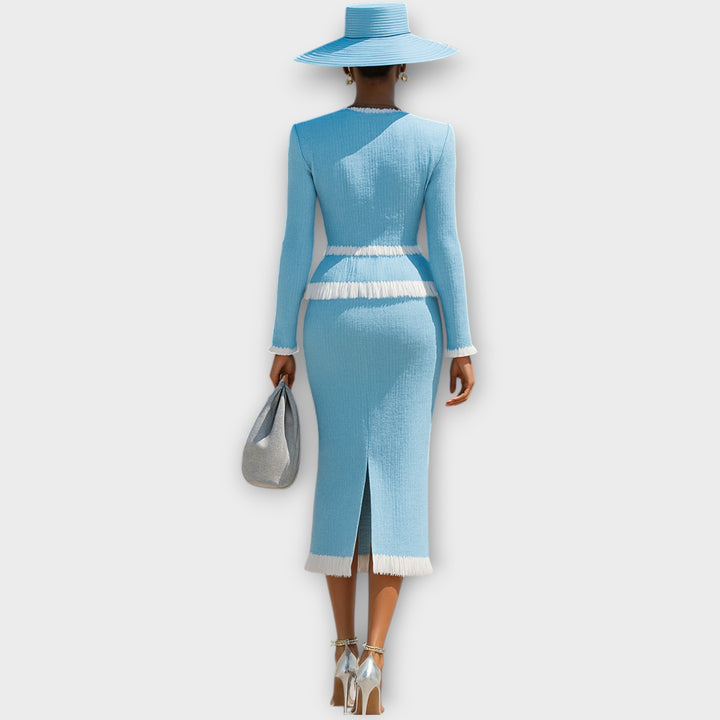 Elegant Fringe Trim Two-Piece Skirt Set