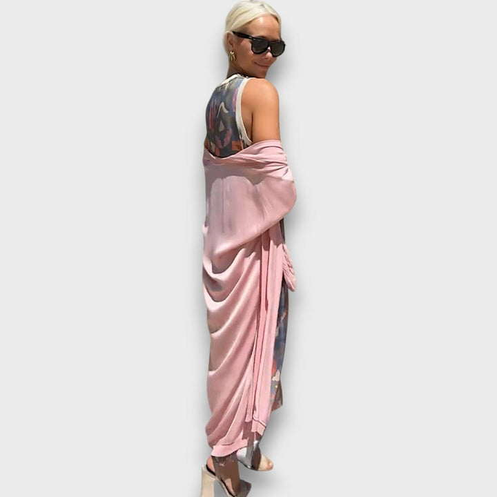 Long Floral Dress with Airy Jacket