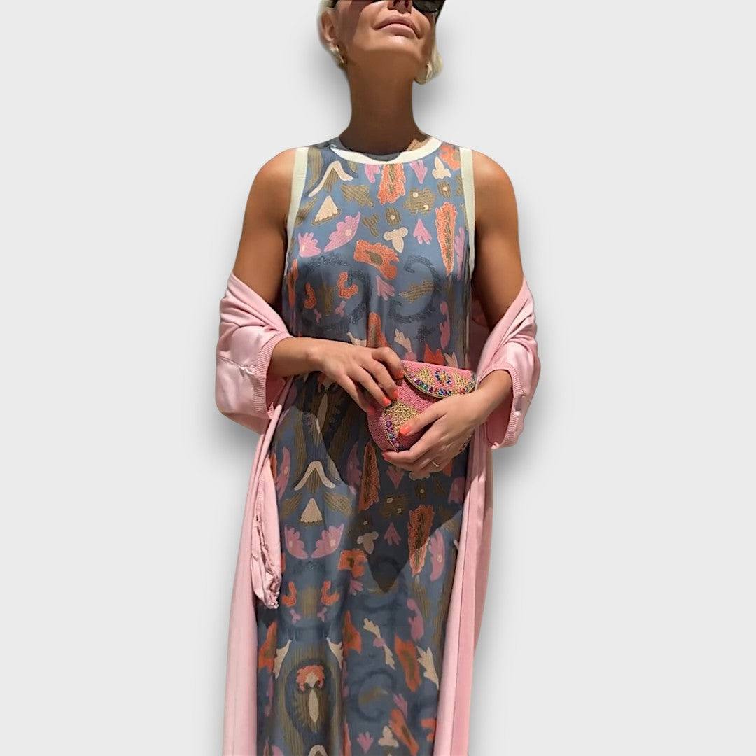 Long Floral Dress with Airy Jacket