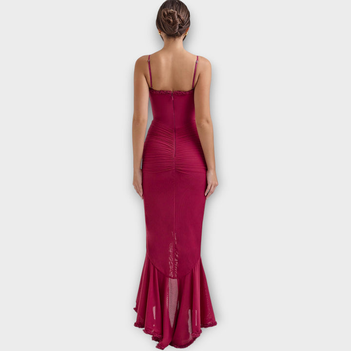 Elegant Ruffled Evening Gown